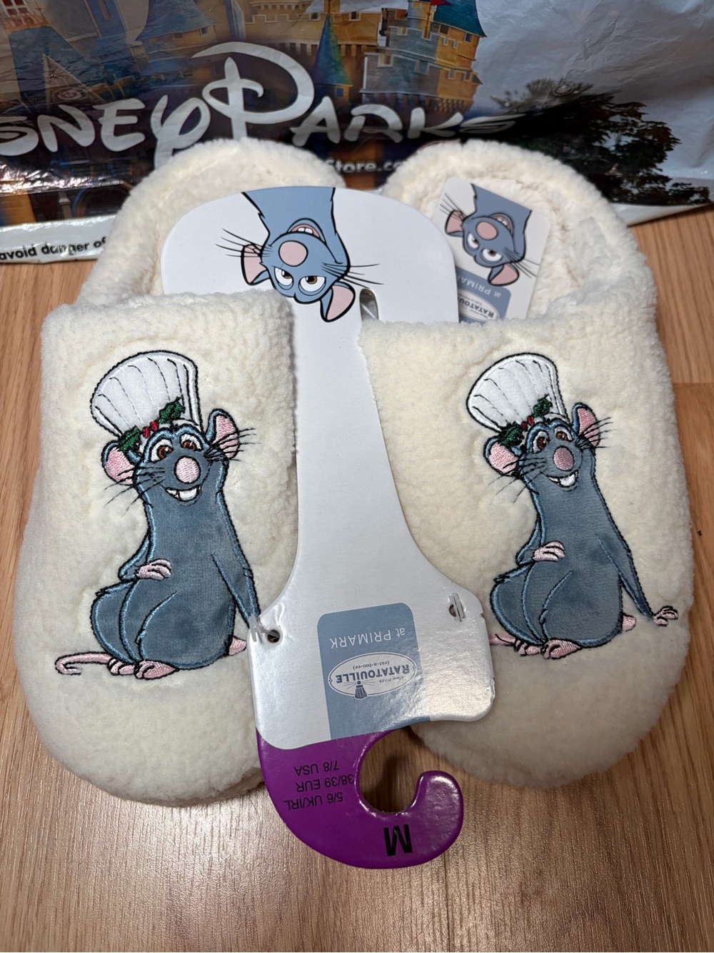 Disney Pixar Ratatouille Remy Christmas Plush Slippers Size M 7/8 Primark New